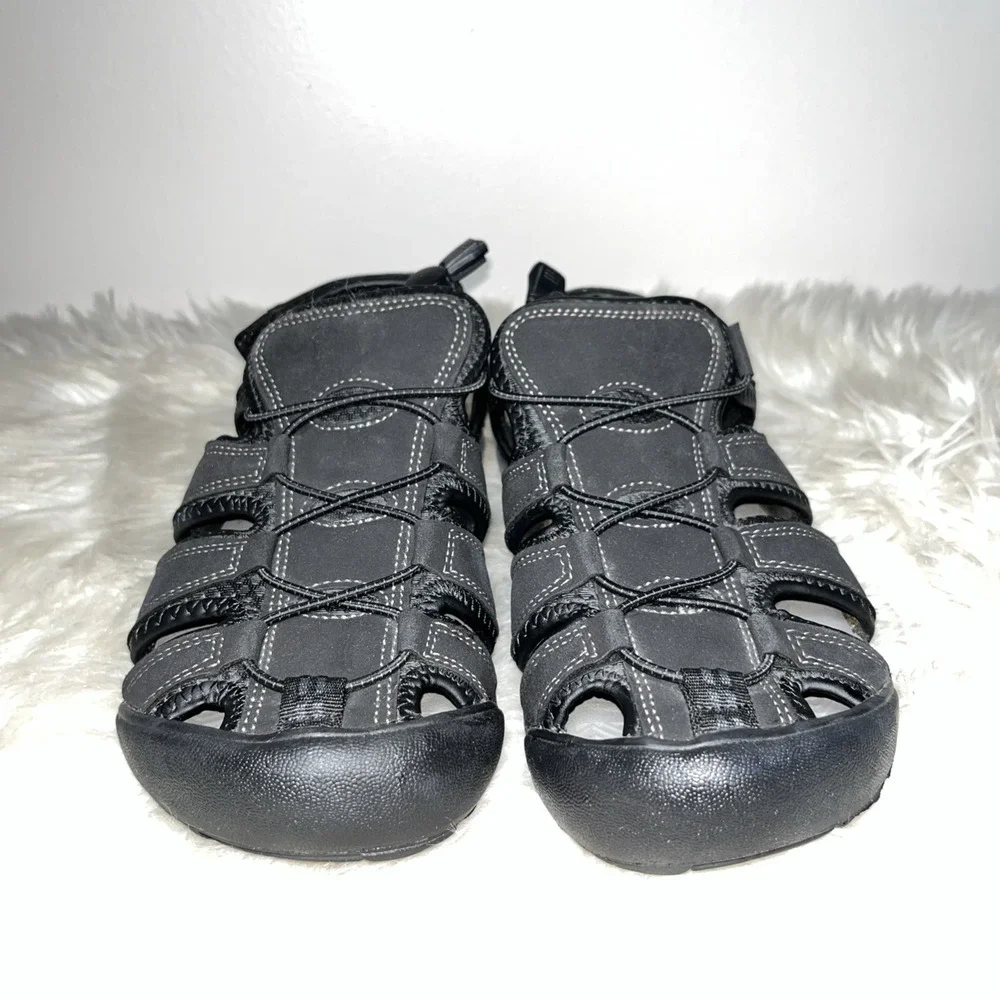 Khombu Travis Waterproof Fisherman Sandals Mens Size 8 M Black Hiking‎ Camping